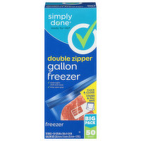 Simply Done Freezer Bags, Double Zipper, Gallon, Big Pack, 50 Each