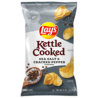 Lay's Potato Chips, Kettle Cooked, Sea Salt & Cracked Pepper Flavored, 8 Ounce