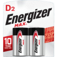 Energizer Batteries, Alkaline, D, 2 Each