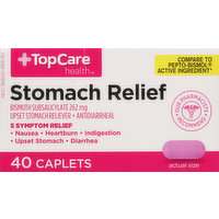 TopCare Stomach Relief, 262 mg, Caplets, 40 Each