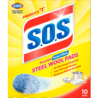 Clorox Steel Wool Pads, Soap Filled, Reusable, 10 Each