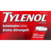 Tylenol Acetaminophen, Extra Strength, 500 mg, Caplets, 100 Each