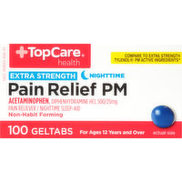 TopCare Pain Relief PM, Extra Strength, Geltabs, 100 Each