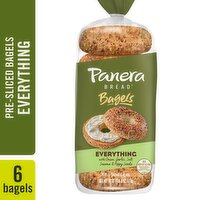 Panera Bread Bagels, Pre-Sliced, Everything, 6 Each