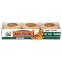 Thomas' English Muffins, 100% Whole Wheat, 6 Each