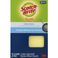 Scotch-Brite Cleaning Pad, Dobie 3 Pack, 1 Each