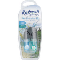 Refresh Your Car! Scented Oil Wick, Odor Eliminating, Dual Scent, Summer Breeze/Alpine Meadow, 0.271 Ounce