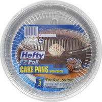 EZ Foil Cake Pans, with Covers, 3 Each