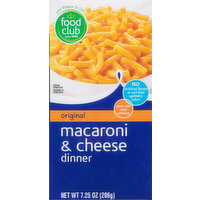 Food Club Macaroni & Cheese Dinner, Original, 7.25 Ounce