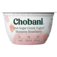 Chobani Less Sugar Low-Fat Greek Yogurt Monterey Strawberry, 5.3 Ounce