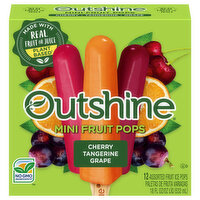 Outshine Fruit Ice Pops, Cherry/Tangerine/Grape, Assorted, Mini, 12 Each