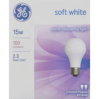 GE Light Bulbs, Soft White, 15 Watts, 2 Each