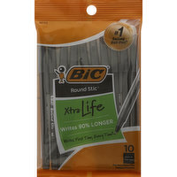 BiC Ball Pens, Black Ink, Xtra Life, Medium, 10 Each