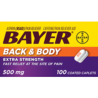Bayer Back & Body, Extra Strength, 500 mg, Caplets, 100 Each