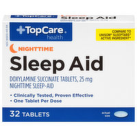 TopCare Sleep Aid, Nighttime, 25 mg, Tablets, 32 Each