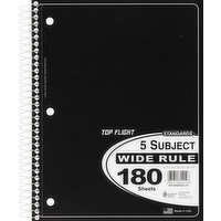 Top Flight 5 Subject Notebook, Wide Rule, 1 Each