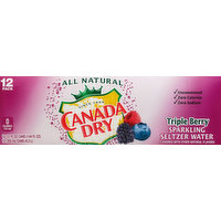 Canada Dry Seltzer Water, Sparkling, Triple Berry, 12 Pack, 12 Each