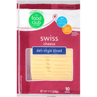 Food Club Swiss Deli-Style Sliced Cheese, 8 Ounce