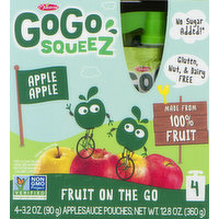 GoGo Squeez Applesauce, Apple Apple, 4 Pack, 4 Each