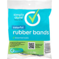 Simply Done Rubber Bands, Colorful, 1.5 Ounce