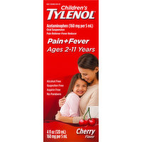 Tylenol Pain + Fever, 160 mg, Cherry Flavor, Ages 2-11 Years, 4 Ounce