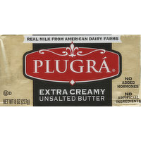 Plugra Butter, Unsalted, Extra Creamy, 8 Ounce