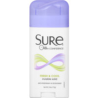 Sure Anti-Perspirant & Deodorant, Fresh & Cool, Invisible Solid, 2.6 Ounce