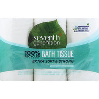 Seventh Generation Bath Tissue, Double Rolls, Extra Soft & Strong, 2-Ply, 12 Each