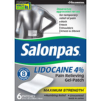 Salonpas Pain Relieving Gel-Patch, Maximum Strength, Patches, 6 Each