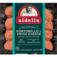 Aidells Smoked Chicken Sausage, Portobello & Swiss Cheese, 12 Ounce