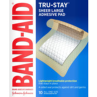 Band Aid Adhesive Pad, Sheer Large, All One Size, 10 Each