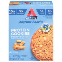 Atkins Peanut Butter Protein Cookies Snack, 1.38 oz, 4 count, 4 Each
