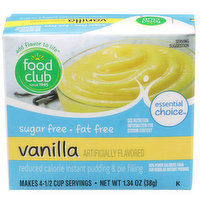 Food Club Vanilla Sugar Free Fat Free Reduced Calorie Instant Pudding & Pie Filling, 1.34 Ounce