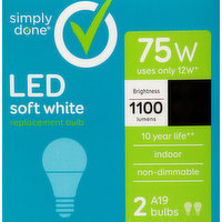 Simply Done Light Bulbs, LED, Soft White, 12 Watts, 2 Each