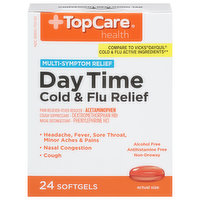 TopCare Cold & Flu Relief, Day Time, Multi-Symptom Relief, Softgels, 24 Each