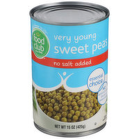 Food Club No Salt Added Very Young Sweet Peas, 15 Ounce