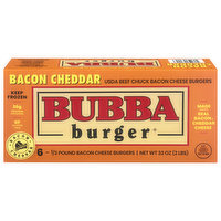 Bubba Burger Cheese Burgers, Bacon Cheddar, 6 Each