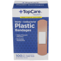 TopCare Antibacterial Plastic First Aid Antiseptic All One Size Bandages, 1 Each