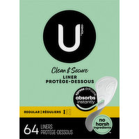 U by Kotex Liners, Regular, 64 Each