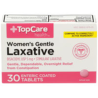 Top Care Women'S Gentle Stimulant Laxative Bisacodyl Usp 5 Mg Enteric Coated Tablets, 30 Each
