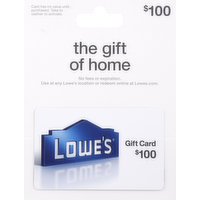 Lowe's Gift Card, $100, 1 Each