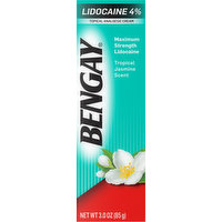 Bengay Topical Analgesic Cream, Lidocaine 4%, Maximum Strength, Tropical Jasmine Scent, 3 Ounce