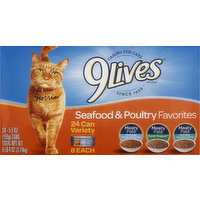 9 Lives Cat Food, Seafood & Poultry Favorites, Variety, 24 Each