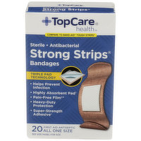 TopCare Strong Strips, Sterile Antibacterial First Aid Antiseptic All One Size Bandages, 1 Each