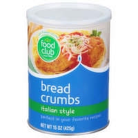 Food Club Bread Crumbs, Italian Style, 15 Ounce