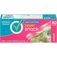 Simply Done Snack Zipper Bags, Sport Printed, 80 Each