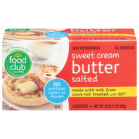 Food Club Butter, Sweet Cream, Salted, 4 Each