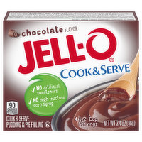 Jell-O Pudding & Pie Filling, Chocolate Flavor, Cook & Serve, 3.4 Ounce