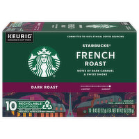Starbucks Coffee, Ground, Dark Roast, French Roast, K-Cup Pods, 10 Each
