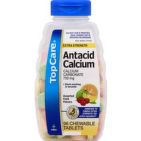 TopCare Antacid Calcium, Extra Strength, 750 mg, Chewable Tablets, Assorted Fruit Flavors, 96 Each